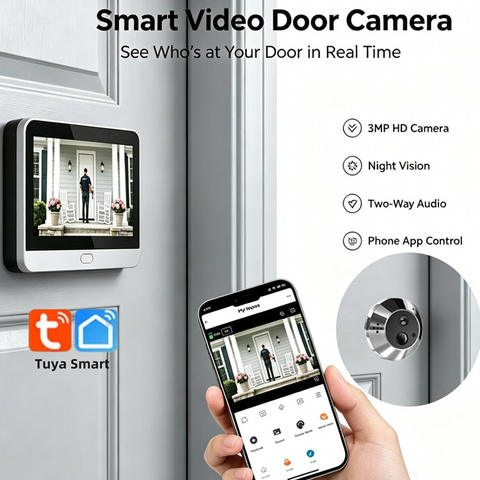 Tuya Smart 2.4G WLAN Türspion Video-Türkamera 140° Weitwinkel Akku 3MP Auflösung Zwei-Wege-Kommunikation