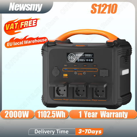 Newsmy S1210 Smart Powerstation 2000W 1102Wh LMFP Batterie Solargenerator Notstrom Outdoor Camping Smart
