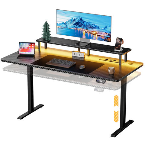 Elektrischer Stehschreibtisch Steckdosen USB Monitorerhöhung 2 Memory Gaming Büro Smart Sitz-Steh