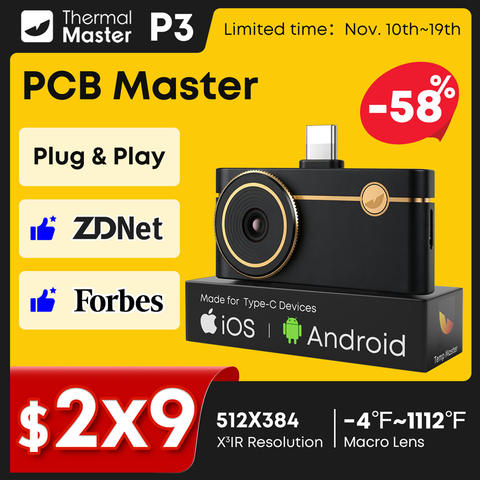 P3 Smartphone Wärmebildkamera 512x384 iOS Android Makroobjektiv 600°C PCB Reparatur Professional Smart