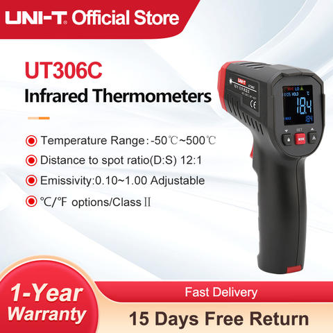 UNI-T Infrarot-Thermometer Berührungslos Laser Digital Temperatur -50-500°C industriell