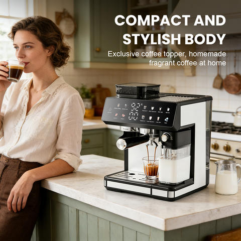 All-in-One Espressomaschine Titan Mahlwerk TFT Display Vorbrüh Automatisch Milchaufschäumer Kalt Heiß Smart