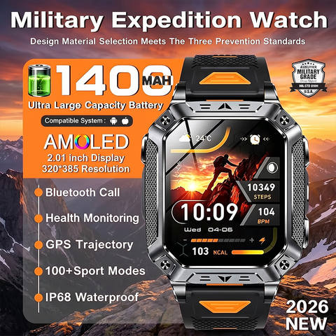 1400mAh Ultra Smartwatch Outdoor GPS 10ATM Bluetooth Taschenlampe AMOLED Sport