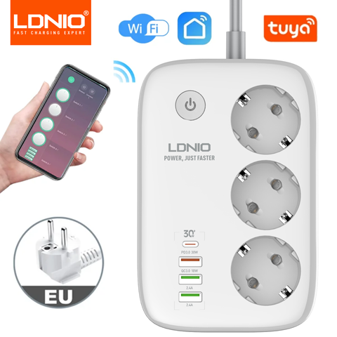 LELLKI ZigBee Smart Steckdosenleiste PD20W Typ-C 220V 16A Tuya Timer Alexa Yandex Alice 1.8m Kabel