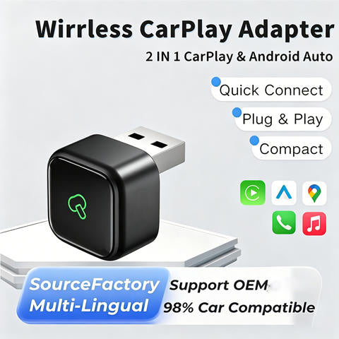 Mini 2-in-1 Wireless CarPlay Adapter Android Auto Dongle WiFi USB Plug-and-Play