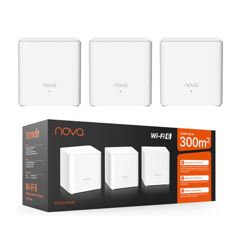 Tenda Nova MX3 AX1500 Mesh WiFi 6 System Gigabit Dual-Band 3500qft 80 Geräte