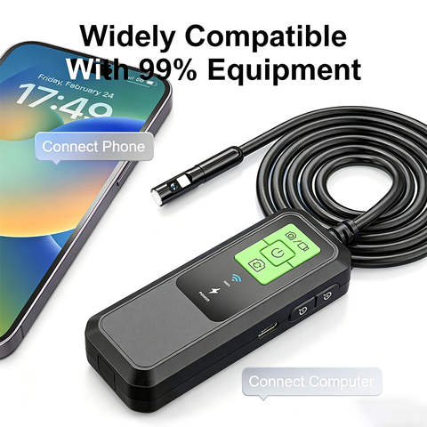 WiFi Industrie Endoskop 1080P HD 8mm IP67 iPhone Android Rohr Auto Boreskop
