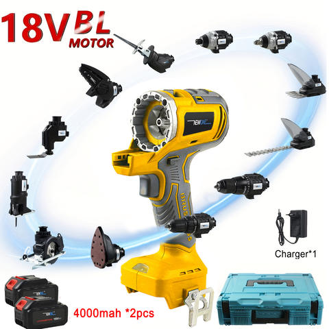 Bürstenloses 18V 12-in-1 Multifunktionswerkzeug Kombi Set Bohrer Impact Kettensäge Akku Smart
