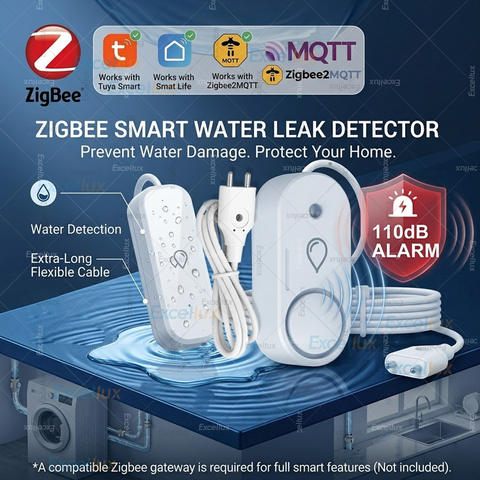 Tuya ZigBee Wassersensor Leckage Alarm Flutdetektor Smart Home APP Z2MQTT Sicherheitsschutz