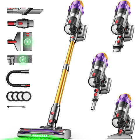 AUTHMIC 65kPa 550W Bürstenloser Motor 70min HEPA LED Akku-Staubsauger Tierhaare Auto Smart Heim