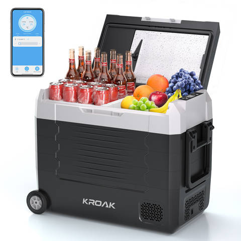 KROAK 55L Dual-Zone Kompressor-Kühlbox Auto Camping 12V 24V DC 100-240V AC Gefrierschrank Tragbar Smart