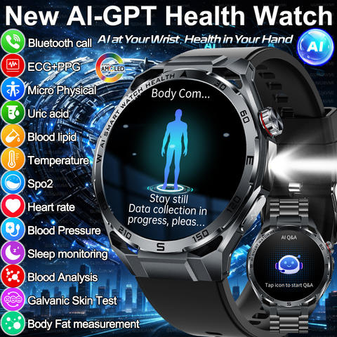 2026 KI-gestützte Körperfettanalyse Smartwatch EKG PPG Harnsäure Blutdruck AMOLED-Bildschirm