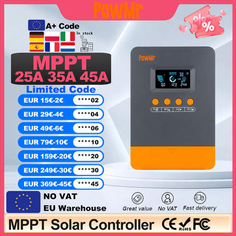 PowMr MPPT 45A 35A 25A Solar Laderegler 12V 24V Auto 100V Blei-Säure Lithium Batterie