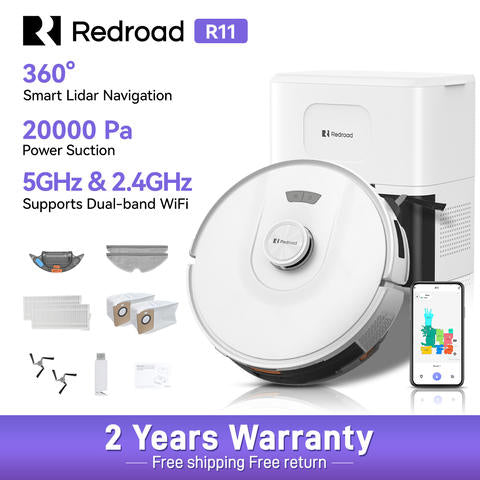 Redroad R11 Selbstentleerend Saugroboter LiDAR 20000Pa 3-in-1 Saug Wisch 90 Min Großer Staubbehälter