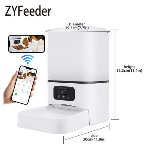 Smart Futterautomat 6L Kamera 2MP WiFi Katze Hund Großes Fassungsvermögen Automatisch Zeitsteuerung Smart
