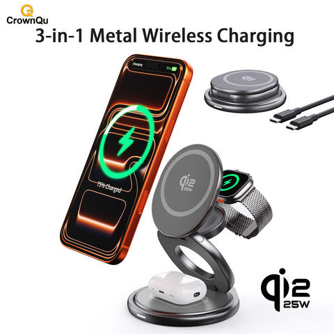 Bonola Magnetisch 3-in-1 Kabellose Ladestation Samsung S24 Ultra S25 Galaxy Watch Schnell Ladeständer Smart