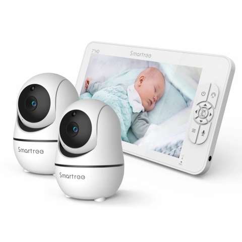 SM70V2 7 Zoll 1080P HD Split Screen Video Babyphone 2 Kameras PTZ Zoom Schwenken 4000mAh Smart