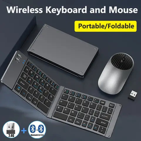 Klappbar Tastatur Maus 2.4G Mini Bluetooth Kabellos Tragbar Slim Faltbar Reise PC iPad