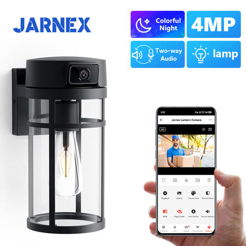 Jarnex Gartenlampe mit Kamera 2K PTZ WiFi KI-Menschenerkennung Außen Verandalicht Smart Home Security
