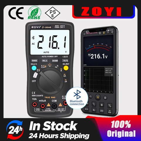 ZT-300AB Bluetooth Digital Multimeter True RMS Auto-Modus Spannung Strom Widerstand