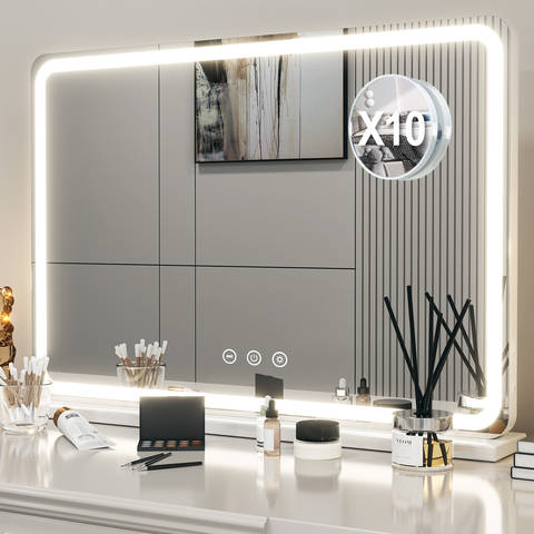 Teousev 80cm LED Hollywood Schminkspiegel 3 Farben Dimmbar Touch CRI≥90 Badezimmer Smart Licht