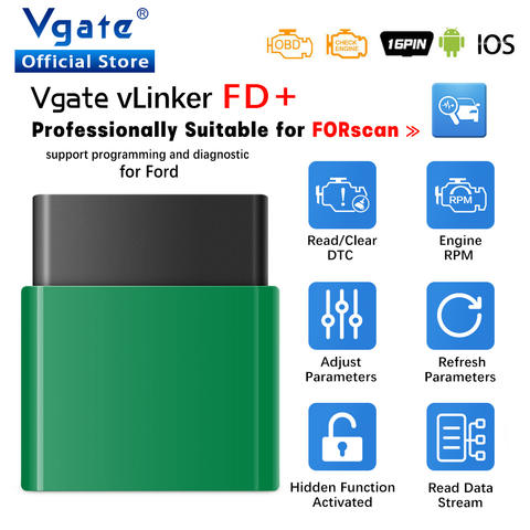 Vgate vLinker FD Ford FORScan OBD2 ELM327 Bluetooth WiFi J2534 Auto Diagnosewerkzeug Scanner Smart