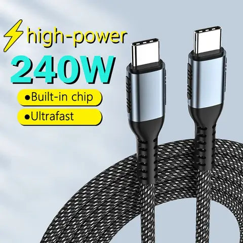 PD 240W Ultra-Schnellladekabel Typ-C Geflochten 100W für iPhone Huawei MacBook 2026