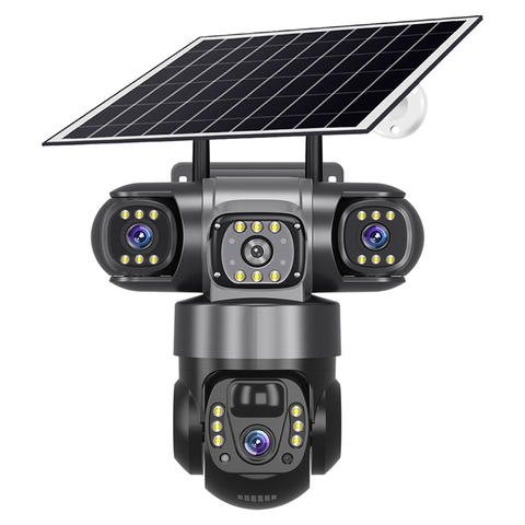 Solar 4G SIM 15MP 3 Linsen 3 Bildschirme 10x Zoom PIR Menschenerkennung Nachtsicht Sicherheitskamera Smart