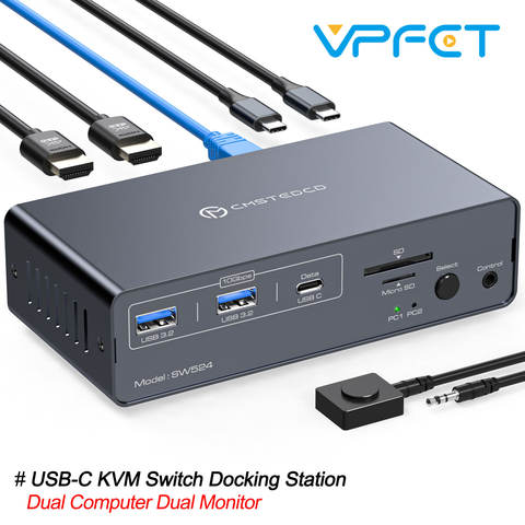 USB-C KVM Dockingstation HDMI 4K 60Hz 10Gbps Gemeinsame Maus Tastatur Dual Monitor Smart