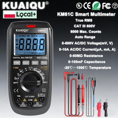 KUAIQU KM61C Digitales Multimeter 6000 Smart True RMS Auto-Range AC DC Ohm Hz Kapazität