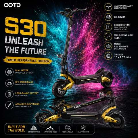 OOTD Smart E-Scooter Dual Motor 52V 23.4Ah 1200W GPS Faltbar 60km Reichweite 25km/h Smart