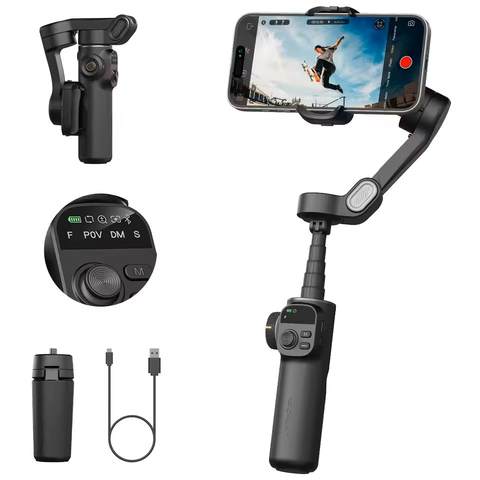 AOCHUAN Smart X2 Gimbal 3-Achsen Stabilisator 20cm Verlängerung LED Display iPhone Smartphone