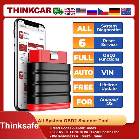 OBD2 Bluetooth Auto-Scanner Alle Systeme Codeleser TPMS Motorlicht Reset THINKSAFE