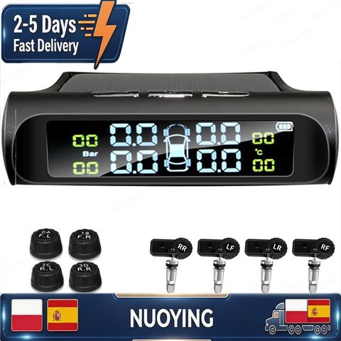 Nuoying K01 TPMS Solar Kabellos Reifendruck Alarm 4 Sensoren Europäisches Lager