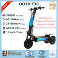 OOTD T30 Dreirädriger E-Scooter 3200W Doppelmotor 60V NFC 65km/h Hydraulisch 13-Zoll Smart