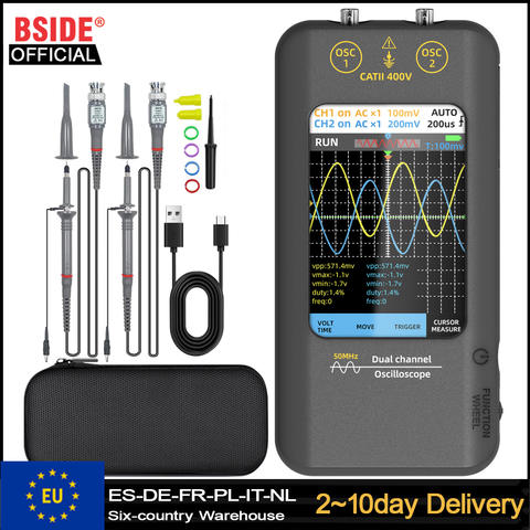 BSIDE O2 Touchscreen Oszilloskop Signalgenerator 3.98 Zoll 50MHz Zweikanal Digital Wellenform