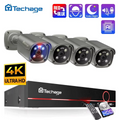 Techage 4K 8CH PoE NVR System 8MP Gesichtserkennung 2-Wege-Audio Farbnachtsicht H.265 CCTV Überwachungsset Smart