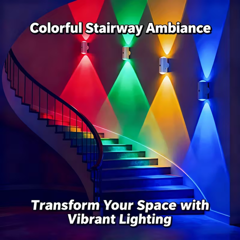 RGB Smart Bewegungssensor Spotlight Wiederaufladbar 16 Farben Dimmbar Fernbedienung Treppenhaus