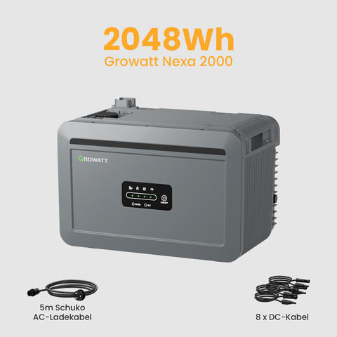 Growatt NEXA 2000 Smart Solarspeicher 2048Wh All-in-One Balkonkraftwerk Akku WiFi App Solar