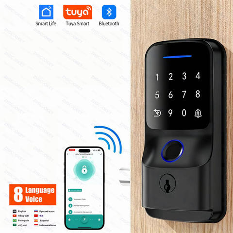 Tuya Deadbolt Smart Lock Fingerabdruck NFC Passwort mit eingebauter Türklingel automatisch Smart Home
