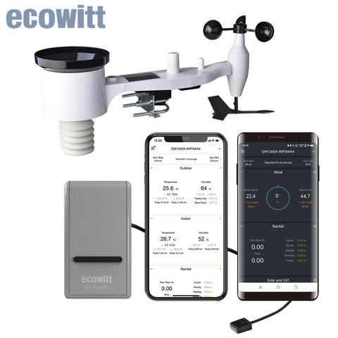 Ecowitt GW1201 7-in-1 WiFi Wetterstation IoT Gateway WS69 Solar Außensensor Smart