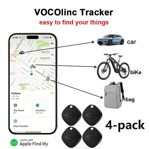 VOCOlinc 4er Set Mini Smart Tag Apple Find My Schlüsselfinder Anti-Verlust Bluetooth Tracker iOS