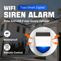 Tuya Smart Zigbee WiFi Outdoor Sirene Solar USB 95dB Wasserdicht Fernbedienung App Smart Home Sicherheit Alarm