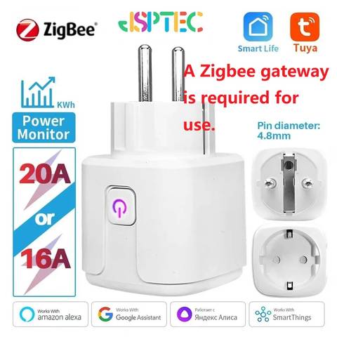 Tuya Smart Stecker Zigbee EU 16A 20A Stromverbrauchsmessung Zeitschaltuhr Alexa Google Home