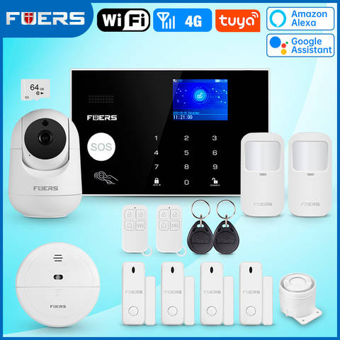 FUERS Tuya WiFi GSM Alarmanlage Wireless Home Einbrecher PIR Bewegungsmelder Sirene App Smart