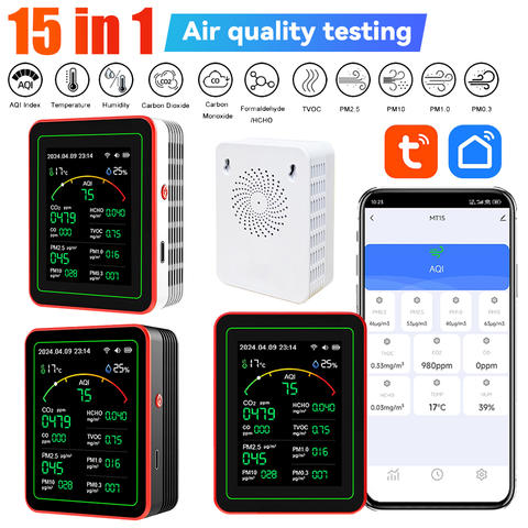 WiFi 15-in-1 Luftqualitätsdetektor TFT PM2.5 CO CO2 TVOC HCHO AQI Tester