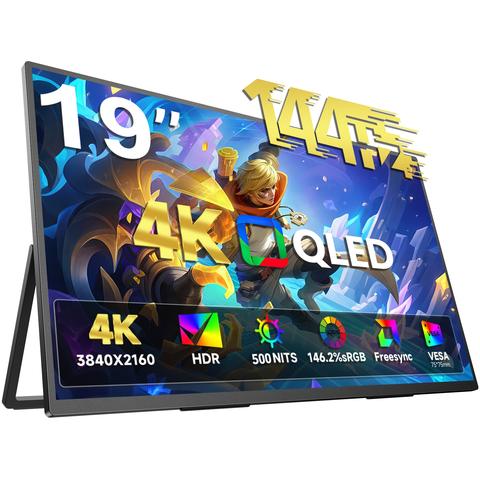 UPERFECT Smart Portabler Monitor 19 Zoll 4K 144Hz QLED FreeSync Gaming Zweites Display Laptop Smart