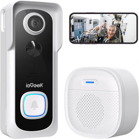 ieGeek Video-Türklingel Kabellos 2K HD Chime Smart Home Security Sprachnachricht