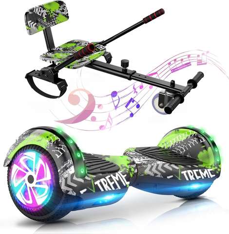 Hoverboard mit Sitz Go-Kart Set Bluetooth LED Verstellbarer Rahmen Kinder Smart Elektrisch