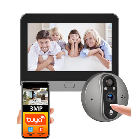 3MP Tuya Smart WiFi Video Türklingel Guckloch-Kamera 5000mAh Batterie PIR Alexa Google Home